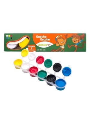 TINTA GUACHE ESCOLAR CAIXA C/6 CORES 15ML UN.