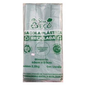 SACOLA RECICLADA 40X50X0,06CM 2,5KG VERDE UN.