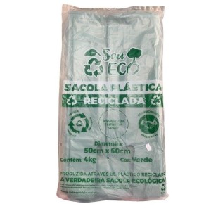 SACOLA RECICLADA 50X60X0,06CM 4KG VERDE UN.