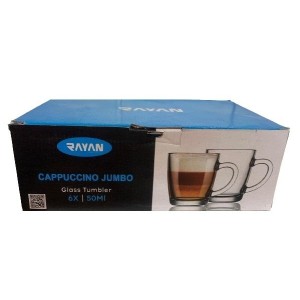 XICARA DE VIDRO 350ML CAPPUCCINO JUMBO CONJ C/6PCS UN.