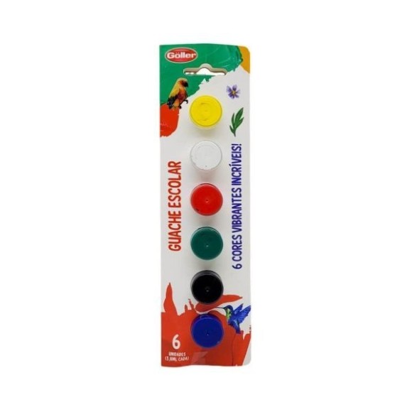 GUACHE ESCOLAR C/6 CORES VIBRANTES UN.