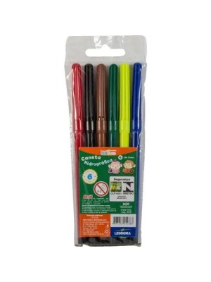 CANETA HIDROCOR PACOTE C/24PCS C/6 CORES UN.