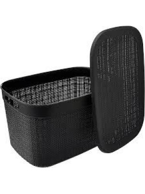 CESTO ECO EUROPA JUTA GRANDE PRETO 41X28X22,3CM UN.