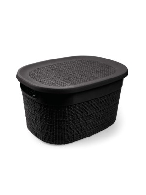 CESTO ECO EUROPA JUTA PEQUENO PRETO 27X20,4X15CM UN.