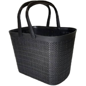 CESTO ECO JUTA C/ ALCA PRETO 25,3X17,5X17,5CM UN.