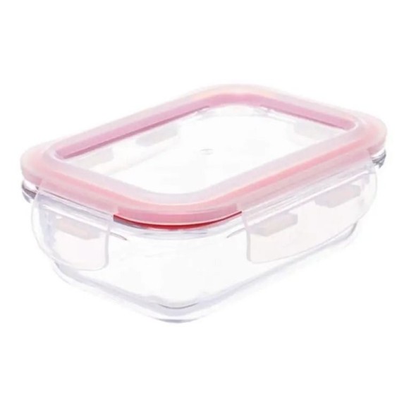 POTE HERMETICO DE VIDRO RETANGULAR 640ML 17,6X13,2X6,4CM UN.