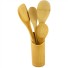 UTENSILIO DE BAMBU E SUPORTE KIT C/4 PECAS UN