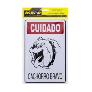 PLACA CACHORRO BRAVO 20X30CM UN.