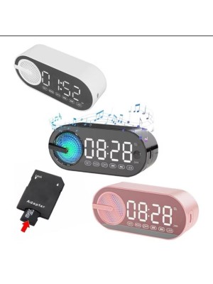 Clock Speaker Bluetooth com Relógio Digital LED, Despertador, Entrada USB e Som Estéreo Portátil