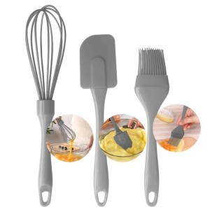 UTENSILIOS KIT C/3PCS CONFEITEIRO DE SILICONE CINZA UN.