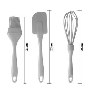 UTENSILIOS KIT C/3PCS CONFEITEIRO DE SILICONE CINZA UN.