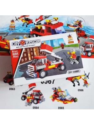 Blocos de montar City Rescue Guard Brinquedo Educativo 63 Peças Guardas da Cidade Tipo Lego Didatico