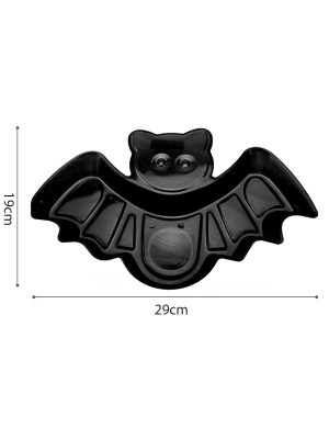 Petisqueira Morcego 28,5x19cm Preta – Prato Decorativo Halloween para Servir Doces, Salgados e Petiscos em Festas Temáticas