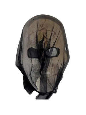 Máscara Halloween Caveira com Capuz 32x20cm Fantasia Terror Festa Infantil e Adulto
