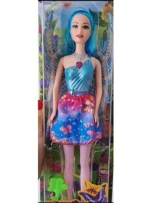 Boneca Fada Com Asas, Pretty Girl com Acessorios Incluindo Sandalia, Brincos, Tiara, Bobs e Bolsa