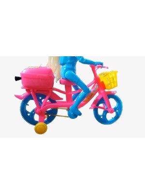 Boneca Com Bicicleta Ciclista Pedala Brinquedo De Fricção Colorida