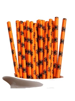 Canudo de Papel Halloween c/12 Peças – Canudos Biodegradáveis Decorativos para Festas Temáticas e Bebidas