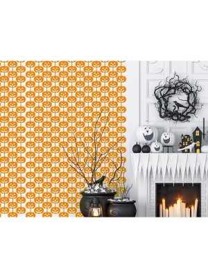 Cortina Metalizada Abóboras 1x2m – Decoração Halloween para Portas, Paredes, Janelas e Cenários Fotográficos Temáticos