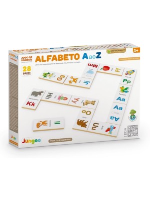 Dominó Alfabeto A ao Z com 28 Pecas em Madeira MDF