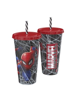 Copo Homem-Aranha 700ml com Tampa e Canudo – Super-Herói, Prático e Estiloso
