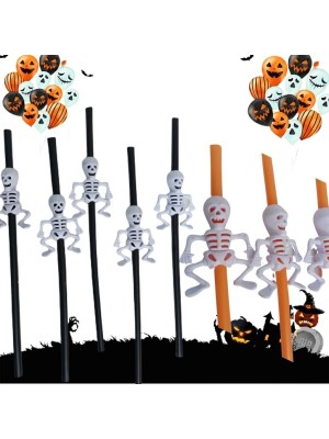 Canudo Plástico 30cm Caveira Halloween