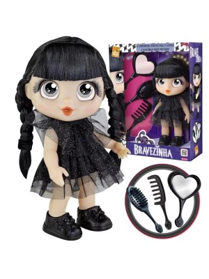 Boneca Bravezinha Estilo Wandinha Addams com Acessórios de Beleza