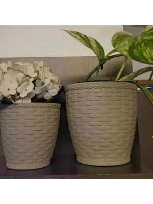 Vaso Rattan Redondo 300ml Palha – Decoração Sofisticada para Casa e Jardim