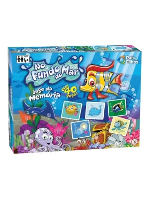 Jogo da Memória Fundo do Mar Pais & Filhos 40 Peças Educativo