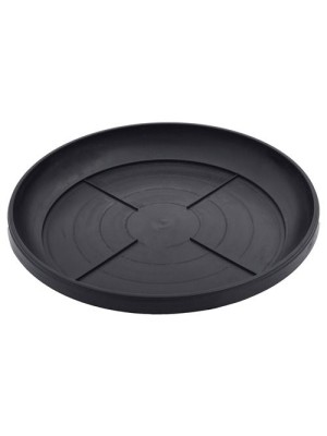 Prato de Vaso Extra G Redondo Preto em Plástico Reforçado – Base de Proteção para Vasos Grandes em Jardins, Varandas e Áreas Internas