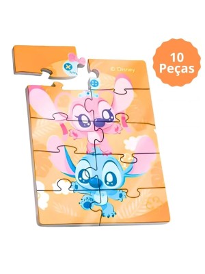 Mini Quebra-Cabeça Infantil Lilo & Stitch 10 Peças