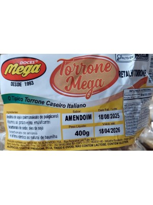 Retalho de Torrone Sabor Amendoim 400g – Doce Tradicional com Recheio Cremoso e Crocante
