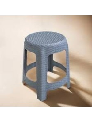 Banqueta Premium Rattan Cinza Decorativa