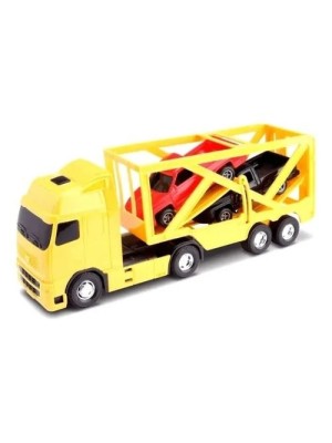 Caminhão Cegonha c/2 Carros Interstate Dakar Brinquedo Infantil Educativo Veículo de Transporte