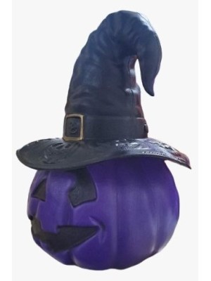 Abóbora Bruxa Roxa Decoração de Halloween Enfeite Temático Festa Assustadora