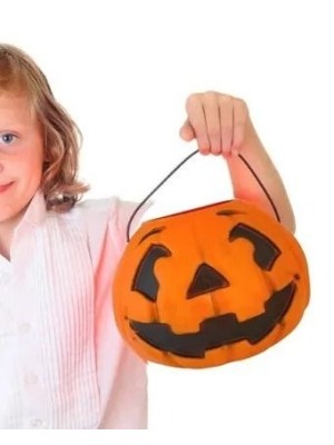 Caldeirão Abóbora G Laranja Decoração de Halloween Enfeite Grande Porta-Doces para Festas