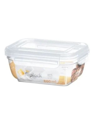 Pote Retangular Fliplock 800ml  com Tampa Hermética – Livre de BPA, Ideal para Freezer, Geladeira e Despensa