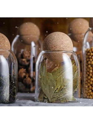 Pote de Vidro 450ml com Tampa de Cortiça – Ideal p/ Temperos, Grãos e Especiarias