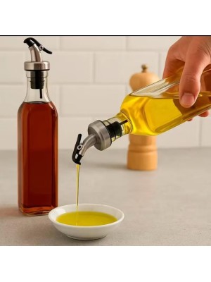 Galheteiro Azeite e Vinagre 500ml em Vidro – Kit 2 Peças com Tampa Metal/Plástico