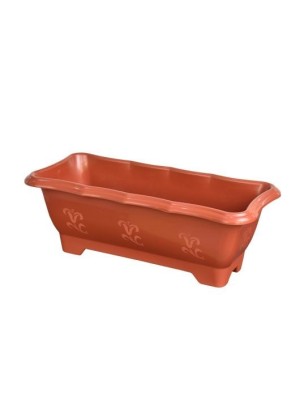 Floreira Média Marrom 37x17cm Plástica Retangular para Plantas, Flores e Hortaliças – Resistente, Leve e Ideal para Jardim e Varanda