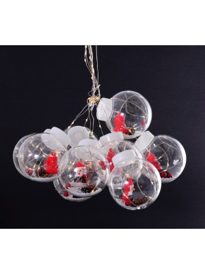 Cortina 10 Bolas LED 3x0,9M Bivolt Pisca-Pisca Expansível Branco Quente com 8 Funções de Iluminação para Janelas Paredes Varandas Decoração Natal Fest