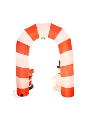 Inflável Arco Papai Noel e Boneco de Neve 250cm com Iluminação LED Automática Decorativo para Natal Festas Entradas Lojas Shoppings