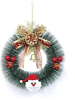 Guirlanda de Natal com Laço 20cm – Enfeite Decorativo para Porta e Parede