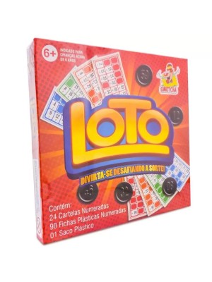 Brinquedo Jogo De Loteria Loto 24 Cartelas E 90 Fichas