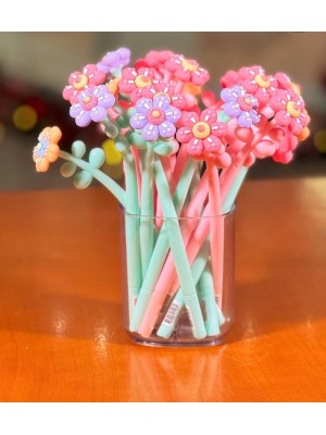 Caneta Esferográfica Flor Decorativa Colorida 18cm Tinta Azul – Escrita Suave, Design Charmoso e Ideal para Brindes, Lembrancinhas e Escritório