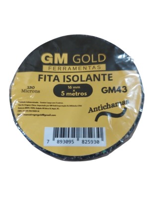 Fita Isolante Antichamas GM Gold 5m x 16mm | Fita Elétrica de PVC Alta Resistência e Segurança para Instalações Elétricas
