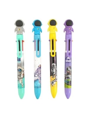 Caneta Esferográfica Astronauta Multicolorida com Topo 3D e Cores Sortidas – Caneta Criativa Decorativa para Escola, Escritório e Presente Infantil