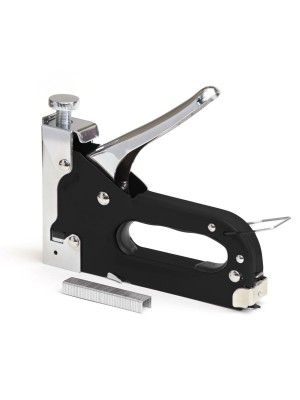 Grampeador Profissional Metálico Win Paper com Ajuste de Pressão e Trava de Segurança – Compatível com Grampos Reto, U e T para Madeira, Tecido e Lona