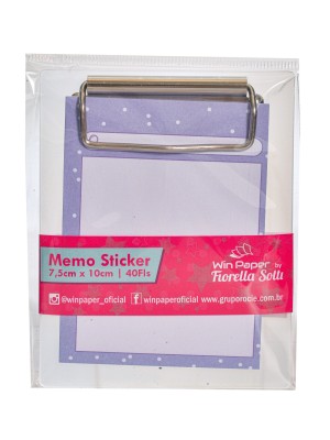Nota Sticker com Mini Prancheta 7,5x10cm WinPaper by Fiorella Sotti Bloco Adesivo 40 Folhas Papelaria Criativa para Escritório, Estudos e Presentes