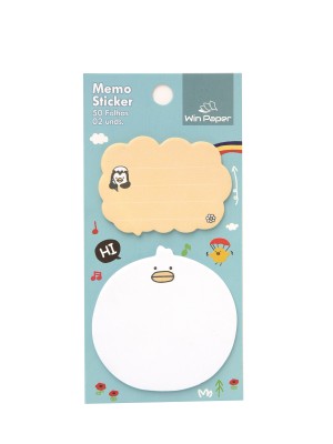 Nota Sticker 50 Folhas Win Paper – Bloco de Anotações Adesivas Decoradas com 2 Formatos Kawaii de Coelhinho e Nuvem, Papelaria Criativa