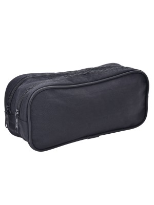 Estojo All Black Double com 2 Zíperes – Modelo Duplo Preto em Nylon Resistente, Ideal para Escola, Faculdade e Escritório